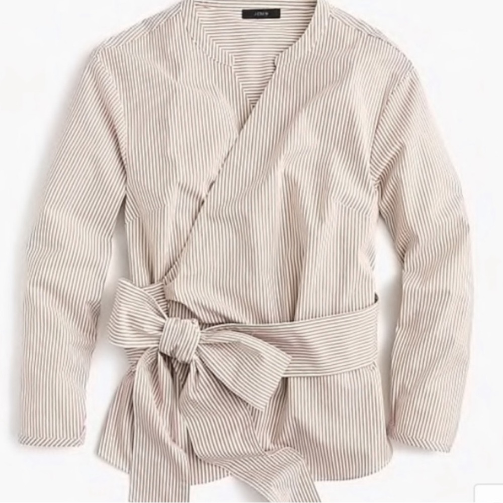 J Crew Cotton Stripe Wrap Top Size S/P - Picture 1 of 8